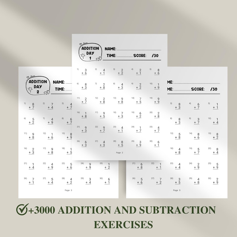 Addition And Subtraction Worksheet, 1st Grade Math Bundle, Busy Book Printable, Math Sheets, Homeschool Activity Pages, Instant Download PDF