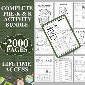Busy Book Printable, Pacote de aprendizagem pré-escolar + jardim de infância, Planilhas pré-escolares, Folhas de matemática, Alfabeto de rastreamento, Páginas de atividades, Ponto a ponto