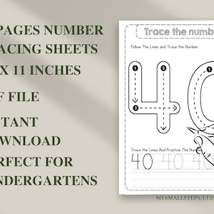 1-50 Printable Number Tracing, Preschool Worksheets Numbers, Number Tracing For Kindergarten, Traceable Numbers PDF, Handwriting Practice