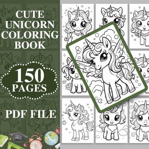 Unicorn Coloring Pages, Printable Cute Coloring Book, Girls Coloring Sheets, Beautiful Unicorn Coloring Pages, Kids and Adults, Busy Book