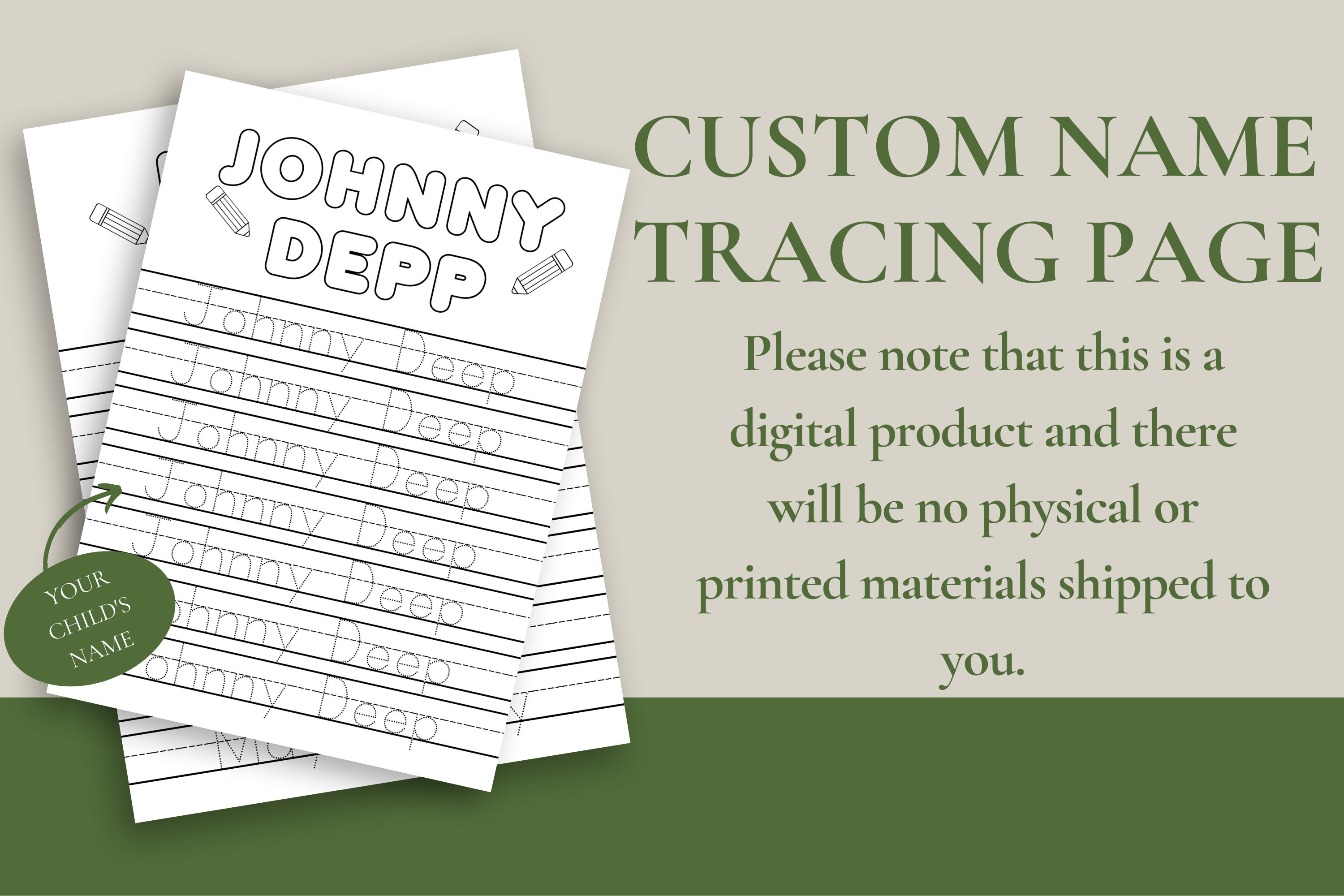 Custom Name Tracing Sheet, Name Trace Printable, Name Worksheet