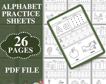 Letter of the Day Worksheets, 26 Printable Alphabet Practice Sheets, Busy Book For Kindergarten, Homeschool Activity, Preschool Curriculum
