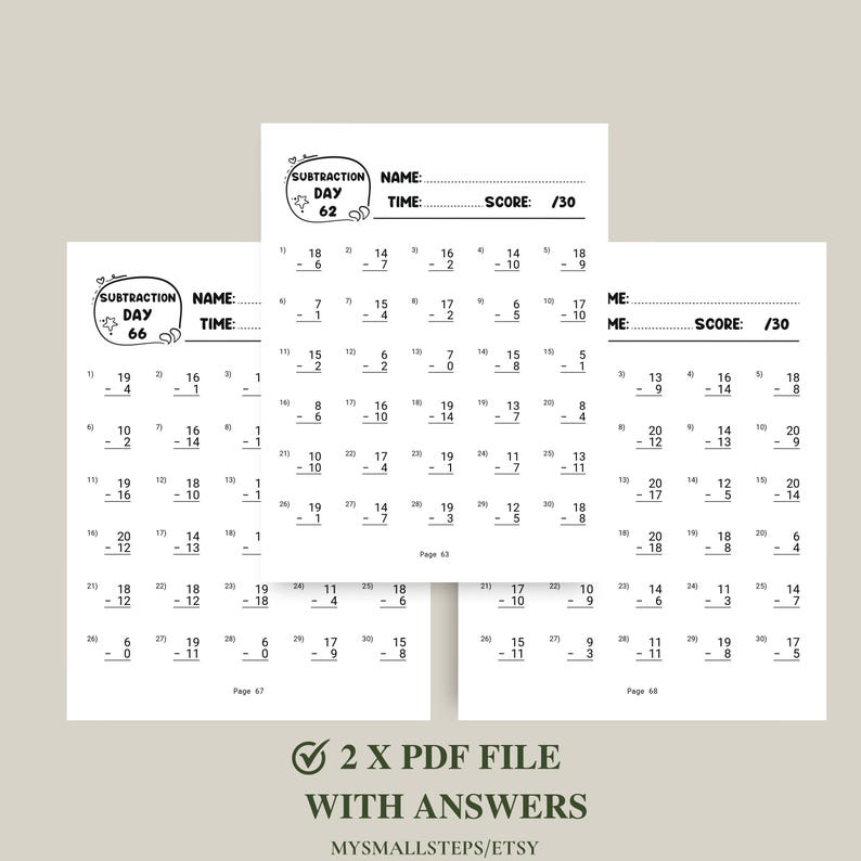 Addition And Subtraction Worksheet, 1st Grade Math Bundle, Busy Book Printable, Math Sheets, Homeschool Activity Pages, Instant Download PDF