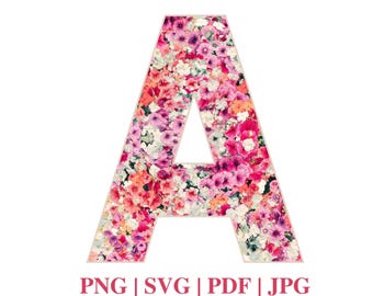 Floral Alphabet Letters, Large Printable Flower Letters Clipart, ABC For Classroom Decor, Nursery Wall Art, Free Commercial Use, Big Letters