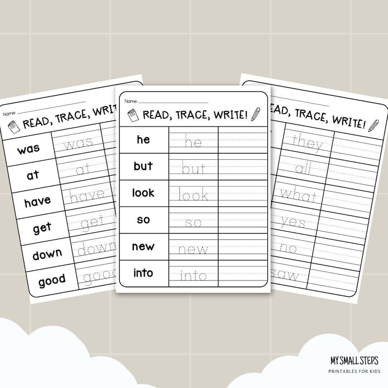 120 Printable Sight Words, Kindergarten Sight Word Worksheets, Preschool Activity Pages, 1st ...