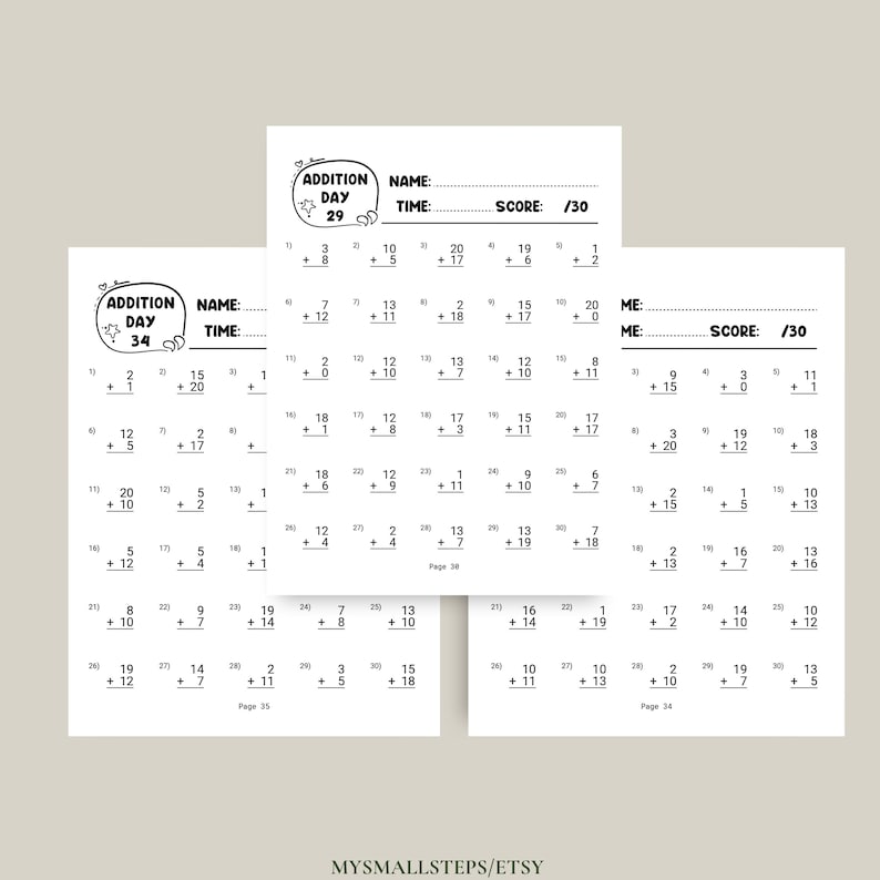Addition And Subtraction Worksheet, 1st Grade Math Bundle, Busy Book Printable, Math Sheets, Homeschool Activity Pages, Instant Download PDF