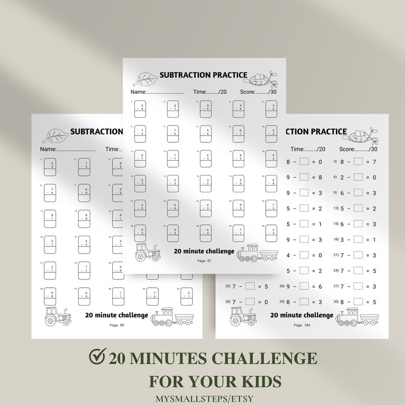 Addition And Subtraction Worksheet, 1st Grade Math Bundle, Busy Book Printable, Math Sheets, Homeschool Activity Pages, Instant Download PDF