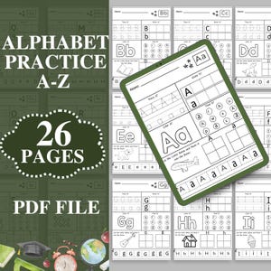Folhas de exercícios do alfabeto para imprimir, páginas de atividades do alfabeto, letra da semana para a pré-escola, letras para aprender, prática de A a Z, páginas matinais para o jardim de infância