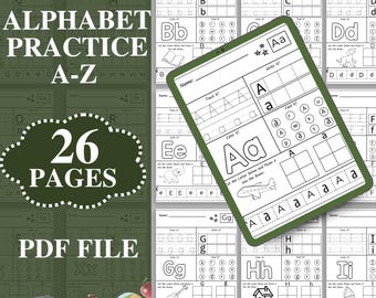 Hojas de trabajo imprimibles del abecedario, páginas de actividades del alfabeto, letra de la semana para preescolar, aprender letras, practicar de la A a la Z, páginas matutinas para jardín de infantes