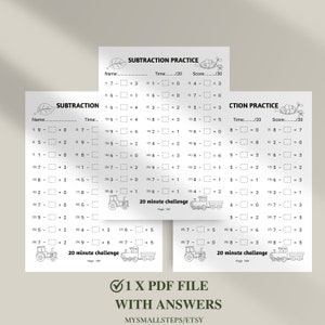 Addition and Subtraction Worksheet, 1st Grade Math Bundle, Busy Book ...