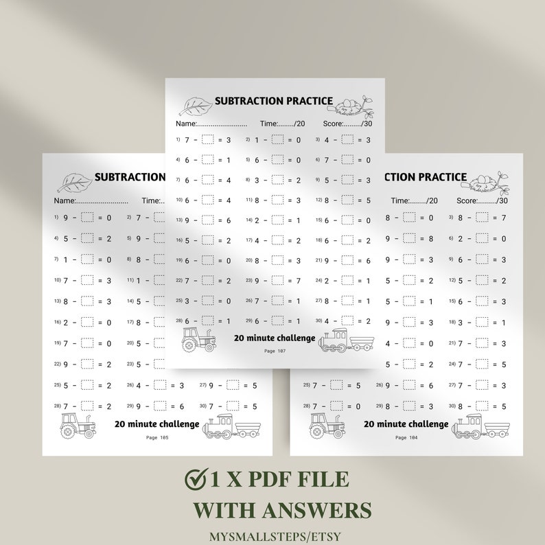 Addition And Subtraction Worksheet, 1st Grade Math Bundle, Busy Book Printable, Math Sheets, Homeschool Activity Pages, Instant Download PDF