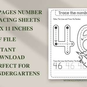 1-50 Printable Number Tracing, Preschool Worksheets Numbers, Number Tracing For Kindergarten, Traceable Numbers PDF, Handwriting Practice