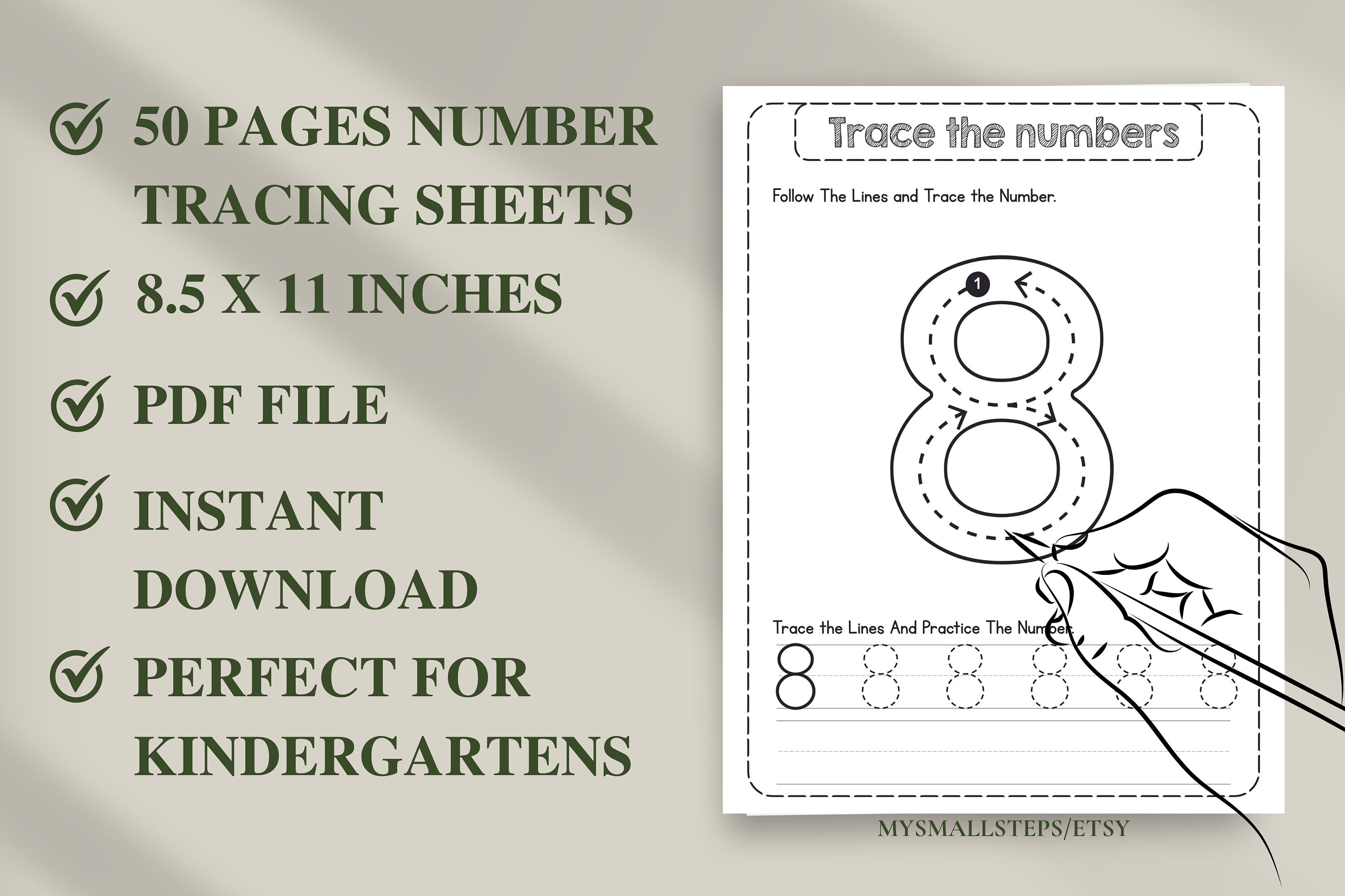 Present Traceable 1-50 Number Tracing Worksheets, Printable Preschool Activities, Number ...