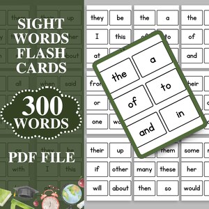 Cartes-éclair de 300 mots à vue, Mots imprimables pour la maternelle, Mots à vue 1re année, Cartes de mots haute fréquence, Cartes-éclair PDF de Dolch Words