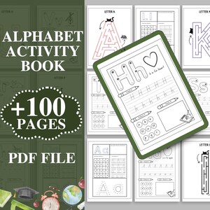 Atividades do alfabeto para pré-escola, prática de caligrafia, letra da semana, livro de atividades para jardim de infância, fichário de aprendizagem, atividades de traçado para crianças pequenas