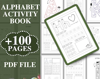 Alphabet Activity Book, Handwriting Practice, Learning Binder (PDF)