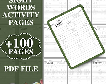 Sight Words Printable, Kindergarten Sight Word Worksheets, Preschool Activity Pages, 1st Grade Handwriting and Spelling Activities,Busy Book