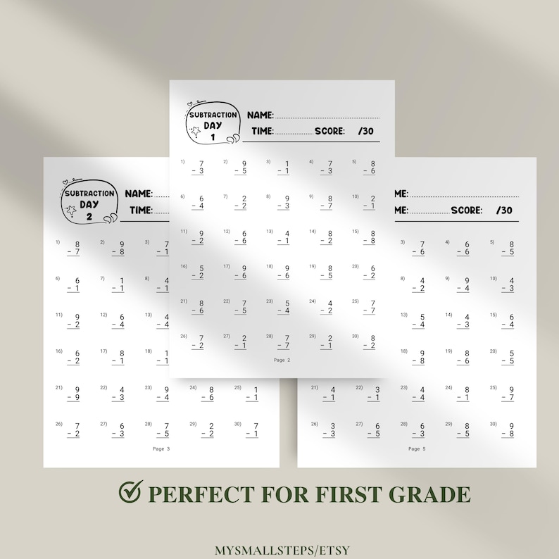 Addition and Subtraction Worksheet, 1st Grade Math Bundle, Busy Book ...