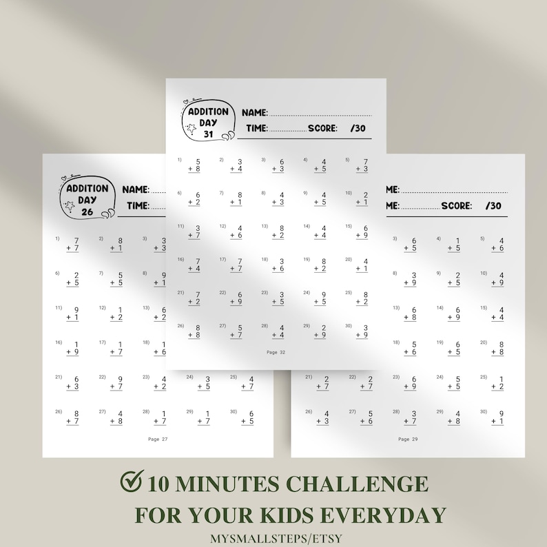 Addition And Subtraction Worksheet, 1st Grade Math Bundle, Busy Book Printable, Math Sheets, Homeschool Activity Pages, Instant Download PDF