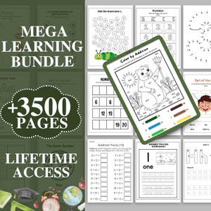 Busy Book Printable, Pacote de aprendizagem pré-escolar + jardim de infância, Planilhas pré-escolares, Folhas de matemática, Alfabeto de rastreamento, Páginas de atividades, Ponto a ponto