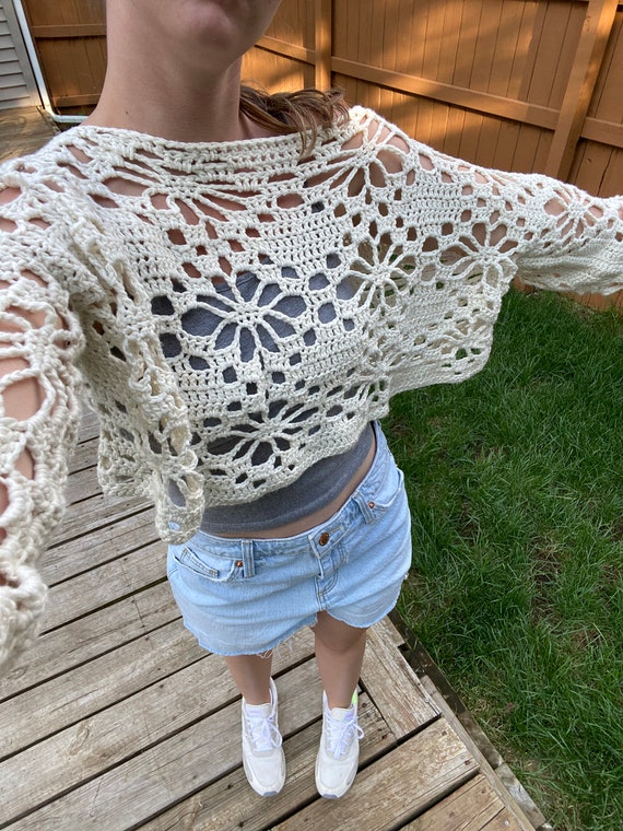 pale sky crochet top