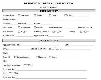 Room Rental Application Template, Rental Application, Rental Template ...
