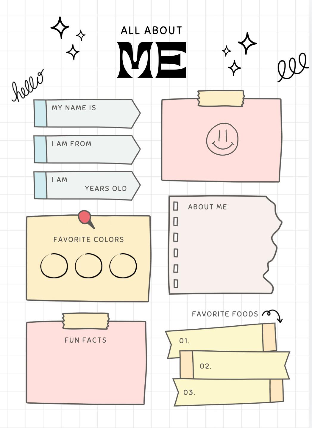 6 All About Me Printable Pages Etsy 6 All About Me Printable Pages Etsy