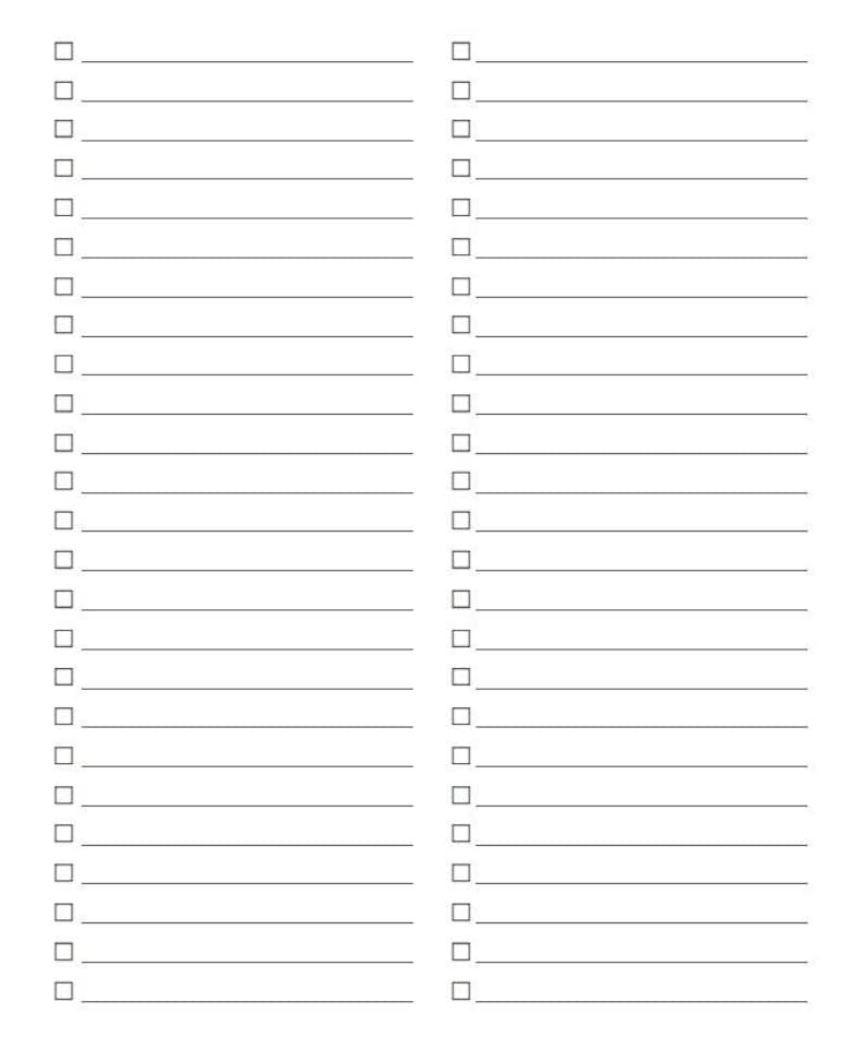 Blank Checklist Etsy