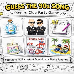 Guess the 90s Song Game | 90s Music Photo Trivia | Instant Digital Download image 1