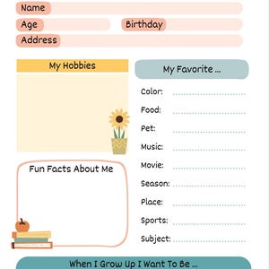 6 All About Me Printable Pages Etsy Canada 6 All About Me Printable Pages Etsy Canada