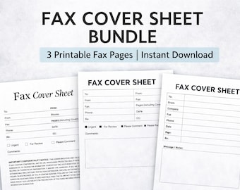 Fax Cover Sheet Bundle | 3 Printable Fax Cover Pages | Medical & Business Use | Instant PDF Download