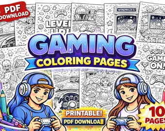 ティーン向けゲームぬり絵 - 10ページのビデオゲームぬり絵ブック（PDFダウンロード） - レトロ＆モダンゲーマーアート