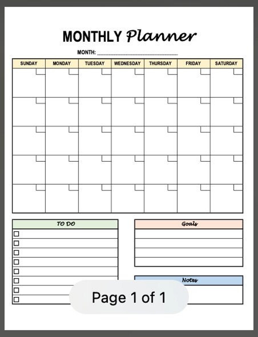 Monthly Planner Template Etsy Monthly Planner Template Etsy