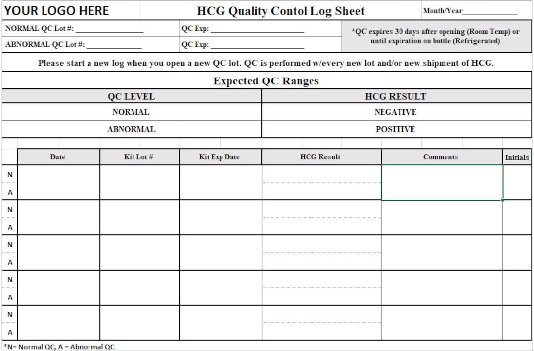 Quality Control Log Sheet Template Abnormality Action & Tracking