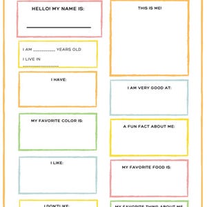 6 All About Me Printable Pages Etsy Canada 6 All About Me Printable Pages Etsy Canada