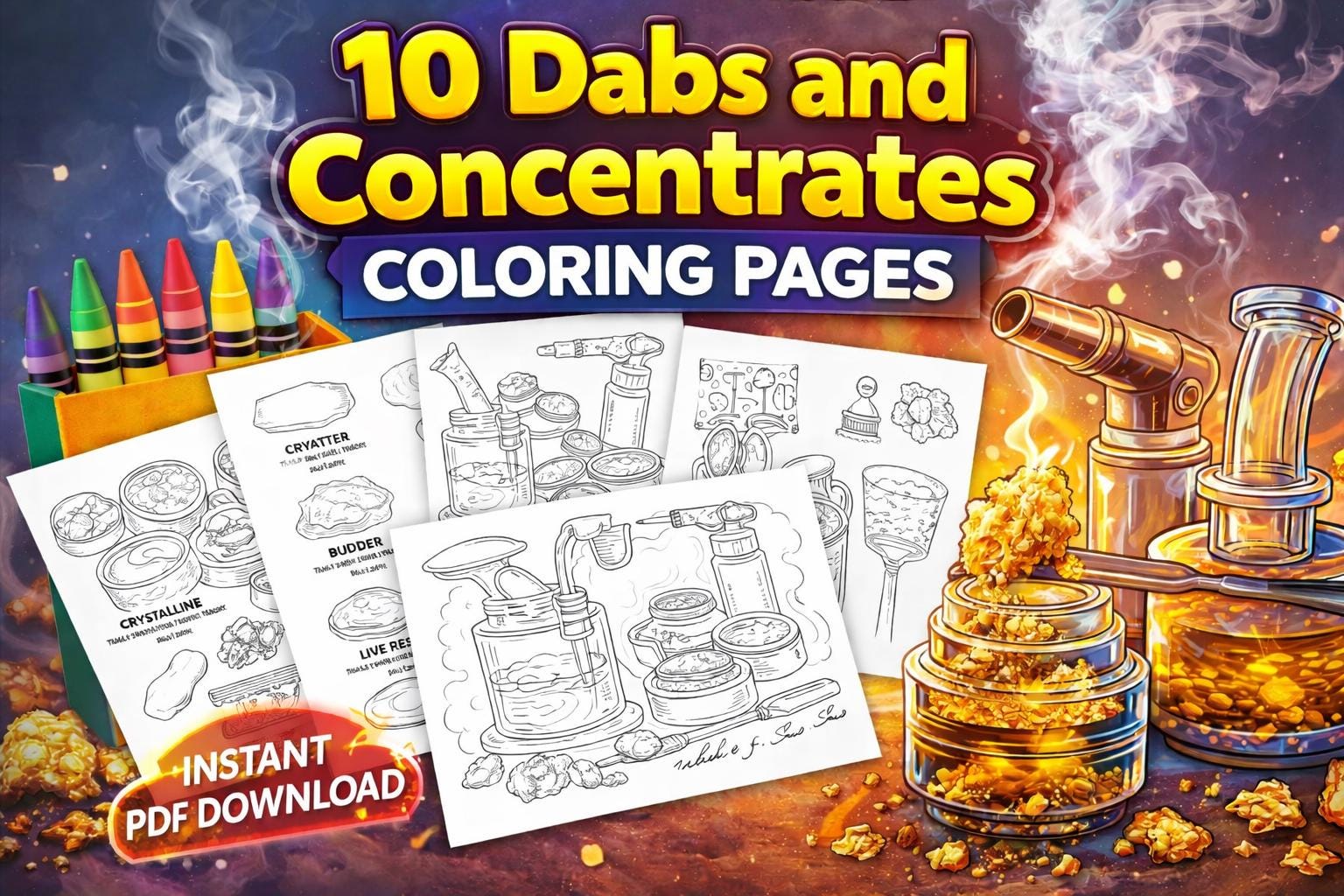 10 Dabs & Concentrates Realistic Coloring Pages | Cannabis Coloring ...