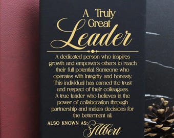 Personalized Truly Great Leader Journal, Leader Definition Notebook, Mentor gift, Leader Appreciation Gift, Coworker Gift, Gift for Boss