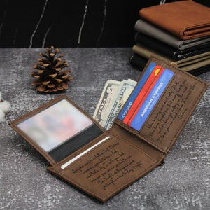 Billetera personalizada para hombres, regalo grabado para papá, billetera plegable, regalo del día del padre para él, regalos de aniversario, billetera personalizada, billetera RFID para hombres