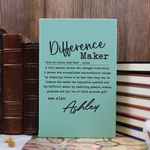 Personalized Difference maker Journal, Custom Difference Maker Definition gift, Coworker Birthday gift, Mentor gift, Gift for Leader