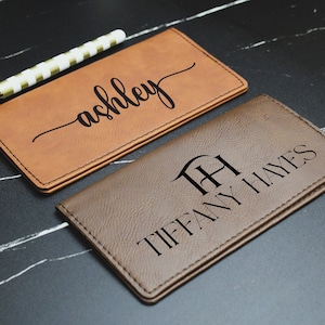 Custom Leather Business Checkbook Cover, Personalized Leather Gift ...