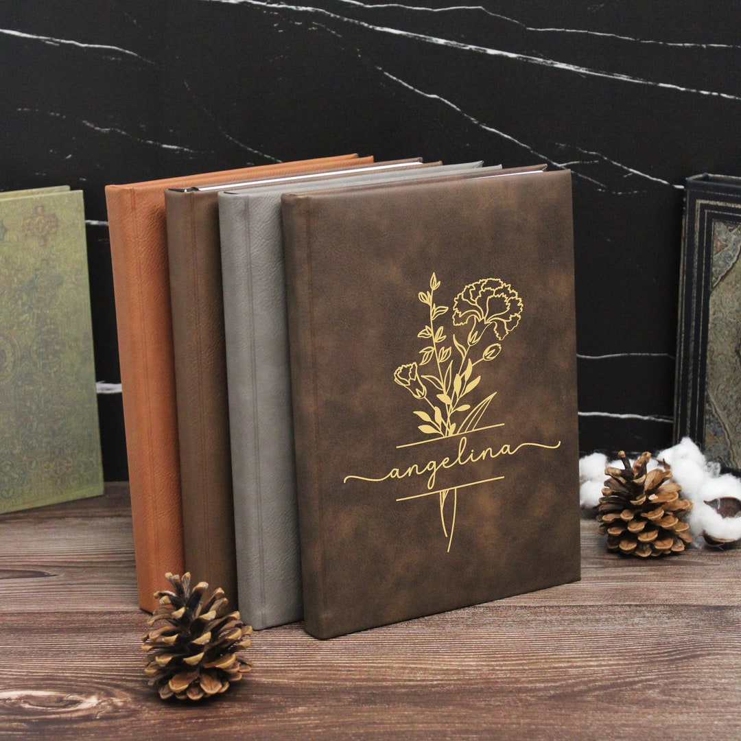 Birth Flower Personalized Journal, Birth Month Flower Notebook, Custom Engraved Journal, Personalized Journal, Birth Flower Birthday Gift