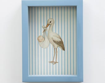Vintage Stork Baby Print: Victorian Nursery Wall Art (digital