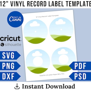 Vinyl Record Template, Label Template, Record LabelSticker Template, Custom Vinyl Record Template, Canva Editable, 12 Inch Vinyl