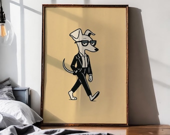 Lámina artística minimalista de galgo italiano, decoración moderna para perros (descarga digital)