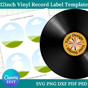 Vinyl Record Template, Label Template, Record LabelSticker Template, Custom Vinyl Record Template, Canva Editable, 12 Inch Vinyl