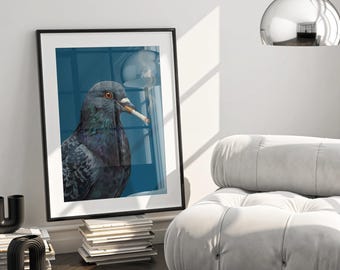 Pigeon Smoking Cigarette Art, Funny Bird Wall Art, Cool Animal