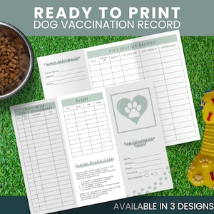 Registro delle vaccinazioni del cane, Localizzatore delle vaccinazioni degli animali domestici, Registro dei vaccini per i cuccioli, Registro delle vaccinazioni dei cuccioli, Download immediato di PDF stampabile