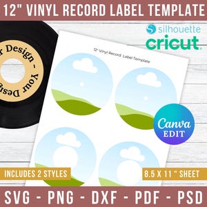 Vinyl Record Template, Label Template, Record LabelSticker Template, Custom Vinyl Record Template, Canva Editable, 12 Inch Vinyl