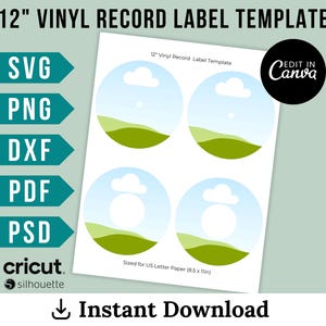 Vinyl Record Template Canva 12 Inch, Label Template, Record Label Sticker Template, Custom Vinyl Record Template, Canva Editable