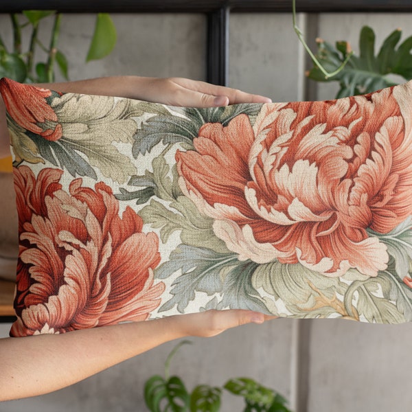 Coral Bloom Lumbar Pillow